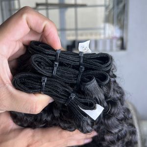 40 Uds Qhair vietnamita suave de alta calidad pelo crudo negro birmano rizado Genius máquina de trama doble paquete dibujado de Qhair - Product Image 6