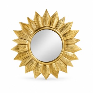 <b>Gold</b>-Plated Brass Sunburst Wall <b>Mirror</b> Wholesale | Handcrafted Moradabad - Product Image 1