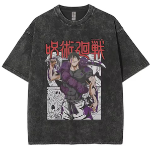 Custom Printed Streetwear Oversized <b>T</b> Shirt Japanese Fish <b>Back</b> Print Cotton Loose Fit Supplier - Product Image 2