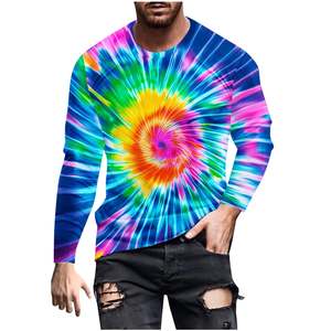 T-shirt tie-dye à manches longues pour homme, fabriqué par OEM, respirant, décontracté, doux, col rond, pour l'entraînement, le fitness, la mode en plein air, coupe ample - Product Image 2