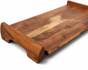 Bandeja de Servir Rústica de Madera de Acacia Natural, Plato Rectangular de Madera para Servir Alimentos, Decoración del Hogar, Bodas, Diwali, Resistente al Calor - Product Image 4
