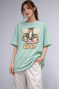 Camiseta Casual de Cuello Redondo para Mujer, Transpirable, de Jersey, Lisa, con Serigrafía, de Alta Calidad, de Algodón, de Manga Corta, Ecológica y de Secado Rápido - Product Image 2