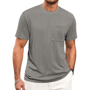 Camiseta informal de verano 2025 para hombre, patrón 3D, manga corta, textura de punto, cuello redondo con bolsillo, Camiseta holgada de gran tamaño - Product Image 2
