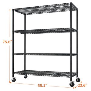Scaffali Metallici Resistenti 55.12 W con Ripiani in Filo Metallico, Unità di Stoccaggio da Garage Regolabile NSF 2500LBS con Ruote Incluse - Product Image 6
