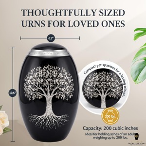 โกศบรรจุอัฐิสำหรับผู้ใหญ่ รุ่น Tree Life สีน้ำเงิน ทำจากอะลูมิเนียม ขนาด 10 นิ้ว ความจุ 220 คิวบิกอินช์ เป็นมิตรกับสิ่งแวดล้อม ทนทาน - Product Image 5