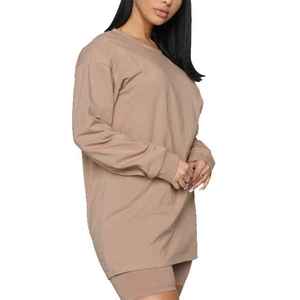 ชุดเซ็ตเสื้อยืดแขนยาวโอเวอร์ไซส์คู่กับกางเกงขาสั้นคุณภาพสูงสำหรับผู้หญิง สวมใส่สบายๆ ในช่วงฤดูร้อน - Product Image 5