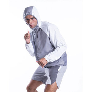 <b>Men</b> Color Blocking Hooded Windbreaker <b>Jacket</b> With Zipper And Side Pockets Lightweight Polyester Sporty Tracksuit Set - Product Image 5