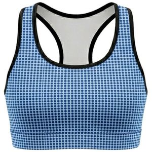 Women's Summer Gym Light Blue Dot <b>Mesh</b> Racerback Sports Bra Scoop Neck Medium Support Breathable Yoga <b>Top</b> Spandex Polyester - Product Image 1