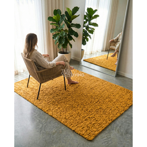 Tapis en laine tissé à la main RTS |   Tapis en laine naturelle haute densité |   Tapis de sol prêt à être expédié pour la décoration de la maison - Product Image 5