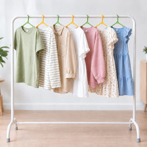 Minimalist Standing Clothing Rack <b>Single</b> Tier Space Saving Plastic Organizer for Clothes Store and Home Use - Product Image 1