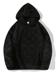 Sweat-shirt à capuche unisexe surdimensionné en polaire, couleur unie, hiver, décontracté, manches longues, coupe régulière, tricoté, 100% polyester - Product Image 2