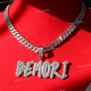 Colgante de Letra Unisex de Plata de Ley 925 con Moissanita Redonda de Corte Brillante, Estilo Hip Hop Iced Out, para Uso Diario - Product Image 4