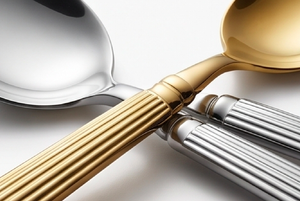 Ensemble de couverts élégants à deux tons, finition plaquée or et argent, style moderne, pour table à manger, buffet de mariage et restaurant - Product Image 2
