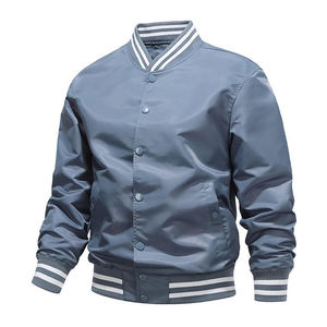 Blouson universitaire en toile grande taille pour homme, style bomber décontracté avec fermeture éclair, broderie, saison automne, veste Letterman avec décoration en fourrure - Product Image 2