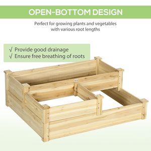 "Natural Fir 3-Tier Raised Flower Bed <b>Planter</b> <b>Box</b> 42.5"x34.75"x14.25" Open Bottom for Plants" - Product Image 5