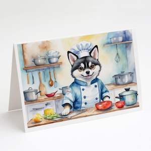 Alaskan Klee Kai le Chef Lunatique A7 Taille 5x7 Cartes vierges Lot de 8 avec enveloppes pour salutations et notes - Product Image 1