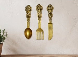Ensemble de couverts vintage en métal plaqué or, cuillère, fourchette, couteau, résistant à la rouille, passe au lave-vaisselle, pour la cuisine et les réceptions - Product Image 3