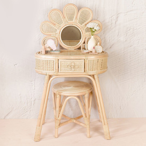 Child <b>dressing</b> <b>table</b> flower rattan make up dresser <b>tables</b> woven vanity girl room <b>decoration</b> - Product Image 1