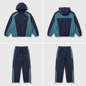Conjunto de Chándal Cortavientos para Hombre Color Teal con Bloques de Color - Bajo MOQ Venta al por Mayor Fabricante OEM Ropa Deportiva B2B - Product Image 1