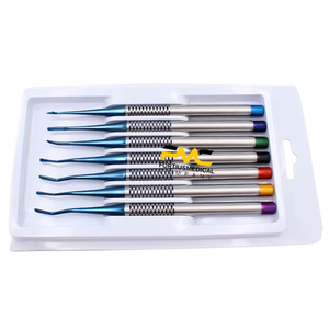 Juego de 7 piezas de instrumentos de extracción de conductos radiculares dentales, hechos de titanio, para procedimientos precisos. - Product Image 4