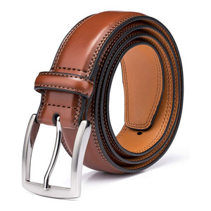 Ceinture en cuir véritable pour homme, décontractée, de qualité supérieure, avec boucle en acier réglable, durable, classique - Product Image 1