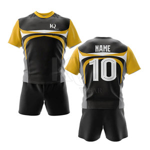 Ensemble d'uniformes de rugby pour hommes haute performance, design personnalisé, logo, tissu léger et respirant, séchage rapide, maillot à manches courtes et short - Product Image 3