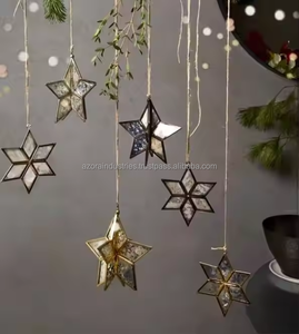 Adornos navideños modernos Adornos de estrellas de hierro con acabado antiguo para colgar y decorar la parte superior - Product Image 4