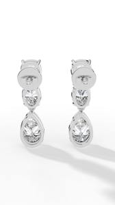 Boucles d'oreilles pendantes en or 14 carats de qualité supérieure avec pierres ovales taille coussin et taille poire, bijoux de luxe pour mariages et soirées, fournisseur en gros - Product Image 4