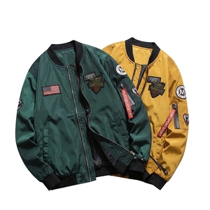 custom Hot Sales Men's Coated High Street Bomber Jacket Big Size <b>Canvas</b> <b>Plain</b> Dyed Waterproof Windproof Winter Motorcycle - Product Image 1