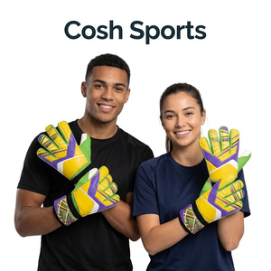 Gants de gardien de but pour enfants jaunes et violets avec paume en silicone injecté et dos en caoutchouc durable - Product Image 1