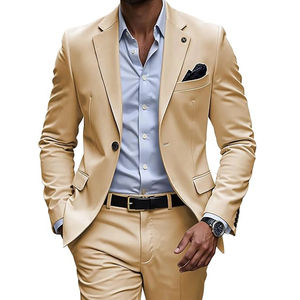 Costume homme slim fit pour mariage, bal de promo, soirée ou affaires, veste à revers cranté et pantalon, fermeture à un bouton - Product Image 3