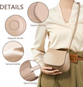Sac à bandoulière élégant en cuir véritable pour femme, petit sac à main croisé avec sangle réglable, sacoche minimaliste stylée - Product Image 3