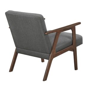 Poltrona Moderna Contemporanea in Tessuto Grigio Scuro con Finitura Marrone in Legno di Gomma Massiccio, Arredamento Moderno per Soggiorno - Product Image 6