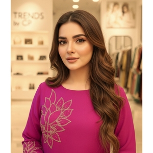 Salwar Kameez Modeste Brodé Or Magenta à Manches Longues – Tenue de Soirée Élégante Infroissable pour la Vente en Gros - Product Image 6