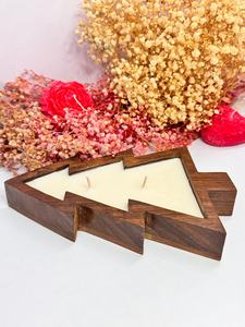 Cuenco de madera artesanal Curio Craft para árbol de Navidad y recipiente rústico para velas de cera de soja |   Decoración del Hogar - Product Image 3