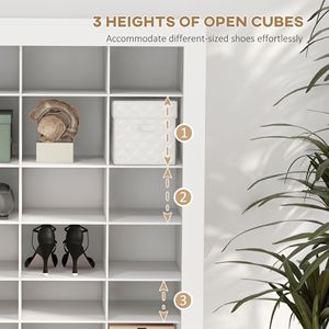 Scarpiera Bianca da 180 cm con 3 Livelli di Cubi Aperti per 36 Paia, Organizer Salvaspazio per Scarpe per Ingresso e Corridoio - Product Image 5