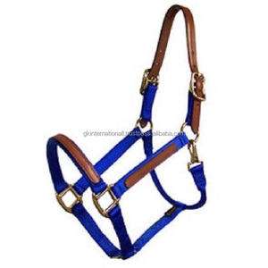 Cabestro de caballo de nailon de triple capa de alta calidad con corona de cuero separable y herrajes de hierro de alta resistencia en acabado bronce de todos los tamaños - Product Image 6