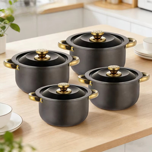 Ensemble de casseroles modernes en émail orange 8 pièces avec couvercles et poignées en acier inoxydable, revêtement antiadhésif, compatible lave-vaisselle, pour gaz et induction - Product Image 2