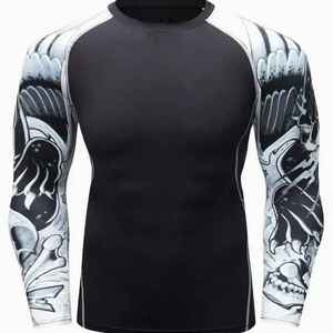 Rashguard OEM ODM Rash Guard Men Sublimation <b>Printed</b> Spandex Bjj Rash Guard Gym <b>Surfing</b> Diving Rash Guard - Product Image 1