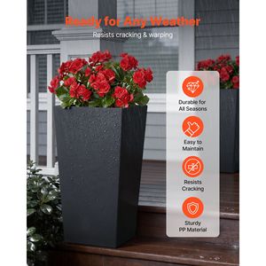 2 Pack 30-Inch Tall Modern Outdoor Indoor Planters <b>Large</b> Plastic Taper Flower <b>Pots</b> with Raised Feature for Front Porch & Garden - Product Image 2