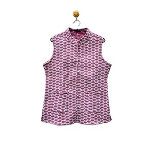 Handmade <b>Women's</b> Organic Cotton Sleeveless Quilted <b>Jacket</b> Breathable <b>Lightweight</b> <b>Summer</b> Comfort Decorative Stripes Rivets Block - Product Image 1