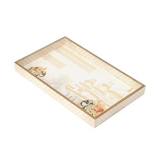 Plateau de service rectangulaire en émail et bois, décoratif, pour collations et desserts, thème Noël, luxe moderne, résistant à la chaleur, léger - Product Image 2