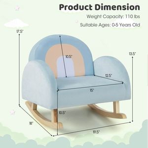 Chaise à bascule pour tout-petits avec cadre en bois massif et revêtement en velours doux, chaise pour enfants - Product Image 4