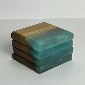 Artisan Wooden Epoxy Resin Coaster Set | Luxury Home Bar Decor Contemporary Design Eco-Friendly Heat Resistant Coffee Wine - Product Image 3