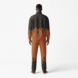 Ensemble de survêtement pour homme de haute qualité, coupe ample, demi-zip, imprimé, avec cordon de serrage, style streetwear urbain décontracté pour l'automne - Product Image 6