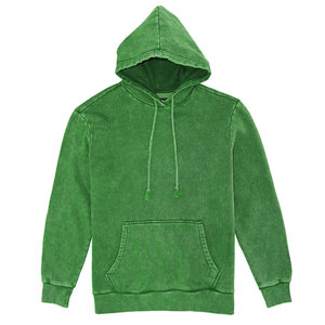Sudadera con capucha térmica para hombre con cremallera, estampado de pedrería, efecto descolorido por el sol, 100% algodón, lavado ácido y logotipo bordado - Product Image 5