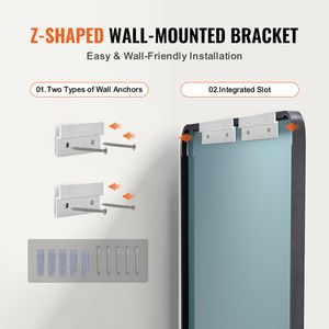 Wall Mounted <b>30</b>\" <b>X</b> <b>40</b>\" Makeup Mirror 0.15\" Thick Aluminium Alloy <b>Frame</b> Explosion Proof Film Scratch Resistant Bath Mirror - Product Image 6