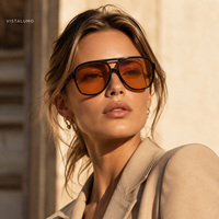 Lunettes de soleil rétro double pont pour hommes et femmes avec verres teintés orange pour la conduite et les activités de plein air – Vente en gros
