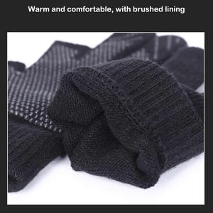 Guantes de Invierno de Punto Térmico Jacquard para Hombre, Acrílico y Algodón, Medios Dedos, Forro Suave, Transpirables, Resistentes al Viento - Product Image 3