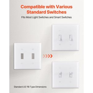 Unbreakable Polycarb Toggle Light <b>Switch</b> Wall <b>Plates</b> 2-Gang Electrical Outlet Covers Standard Size 4.61in L X 4.53in H - Product Image 3